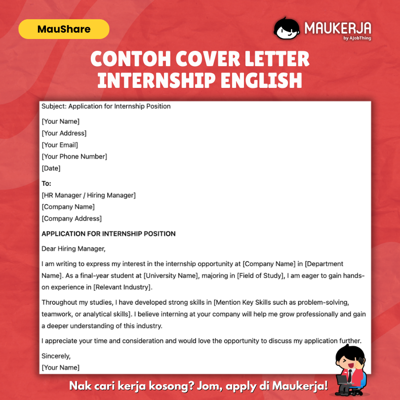 Contoh Cover Letter Internship English
